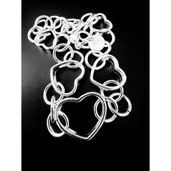 925 Sterling Silver Sterling Silver Open Heart Link Bracelet for Women 20CM 6-8” - Picture 4 of 5